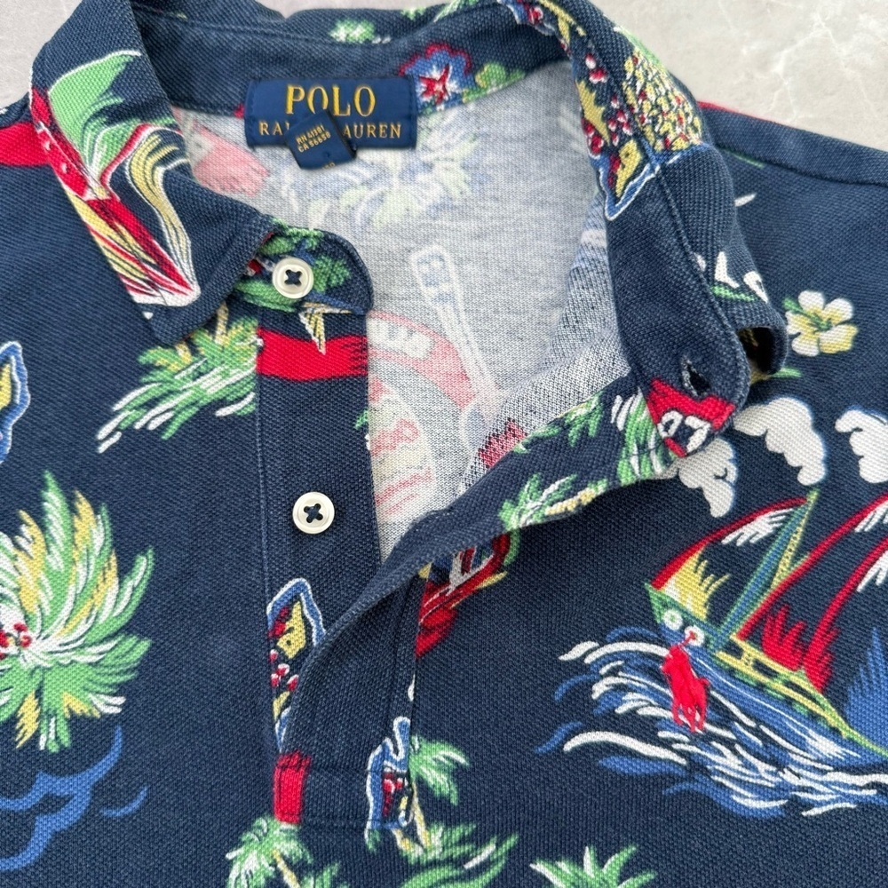 Boys Ralph Lauren Tropical Jamaica 100% Cotton Polo Short Sleeve Shirt Medium - Picture 10 of 16